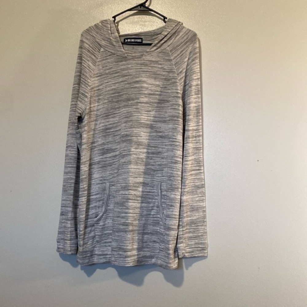 Ink Love and Peace heather gray long sleeve pocket hoody rayon blend sweatshirt